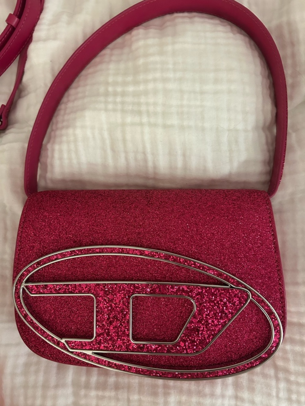Diesel Glitter Shoulder Bag with Metallic Accent